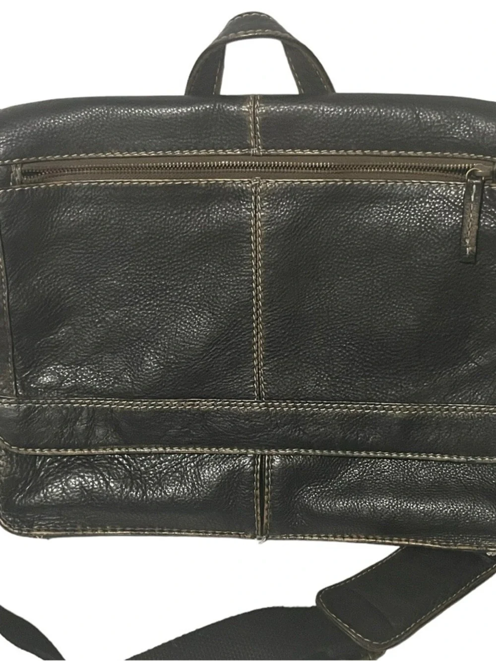 Black Rivet Distressed Black Leather Messenger Bag for Men
